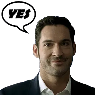 👍 Lucifer Morningstar Lucifer YES luzifer, ja, fernsehserie, teufel, lächeln telegram sticker