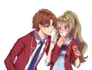 😐 Anime, Paar, Schuluniform, Snacks, Romantik telegram sticker