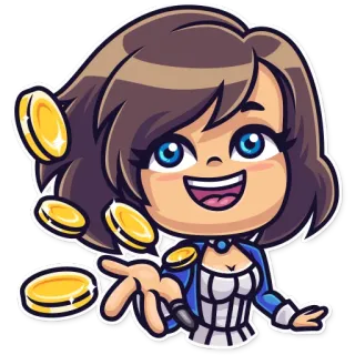 💸 money, coins, woman, cartoon, wealth telegram sticker
