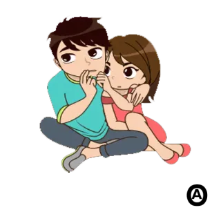 👩‍❤️‍👩 Dibujos animados, Pareja, Mono, Amor, Abrazo telegram sticker