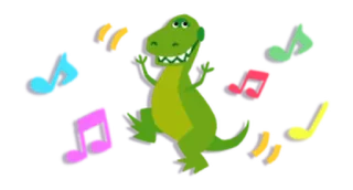 👿 恐龙, 音乐, 音符, 卡通, 可爱, 动画, 有趣 whatsapp sticker