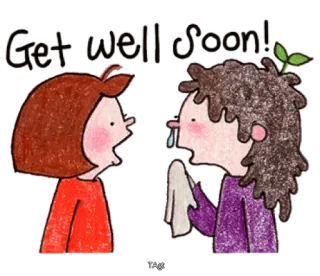 🤗 Get well soon! melhoras, doente, cumprimento, desenho animado, solidariedade, recuperação, doença whatsapp sticker