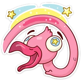 😜 flamingo, cartoon, vogel, sticker, rosa, süß, tier telegram sticker