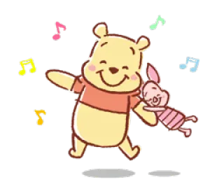 😄 Winnie the Pooh винни пух, пятачок, мультфильм, дисней, друзья, танцы telegram sticker