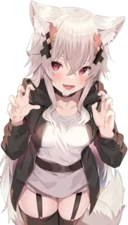 😳 Fille anime, Kemonomimi, Oreilles de loup, Dessin animé, Mignon, Chibi telegram sticker