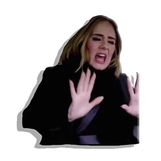 😖 Adele cantor, pop, música, mulher, mãos, assustado, medo, reação telegram sticker