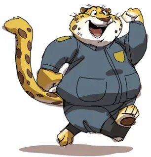 😀 leopard, cartoon, officer, happy, running, animation telegram sticker