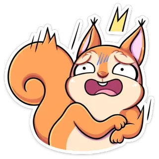 😩 Eichhörnchen, Cartoon, Sticker, verängstigt, Krone, besorgt, Tier telegram sticker
