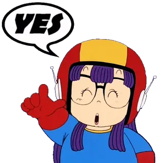 👍 YES sim, afirmativo, desenho animado, acordo, positivo, confirmação, garota robô, anime telegram sticker
