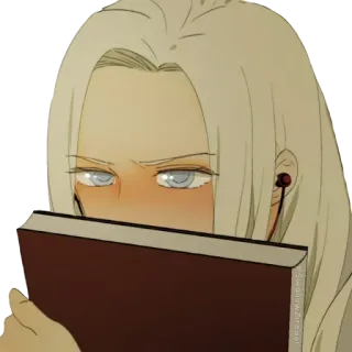 🙈 Anime, Lectura, Libro, Auriculares, Pelo rubio telegram sticker
