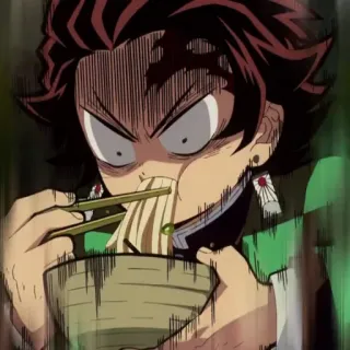 🧧 Tanjiro Kamado Demon Slayer Аниме, Клинок, рассекающий демонов, Танджиро, Еда, Лапша telegram sticker