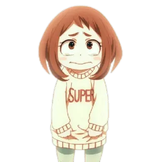 😢 SUPER Anime, Personaggio, Ragazza, Carina, Ochaco Uraraka whatsapp sticker