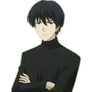 😠 anime, man, black hair, turtleneck, character telegram sticker