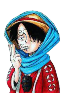 😗 Monkey D. Luffy One Piece Anime, One Piece, Monkey D. Luffy, Luffy, Chapeau de paille, Dessin animé, Écharpe telegram sticker