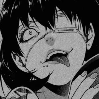 🌪 anime, manga, girl, eye patch, crazy, tongue, piercings telegram sticker