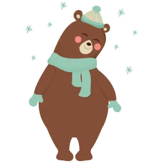 😊 beer, winter, sjaal, muts, schattig, dier, sneeuwvlokken telegram sticker