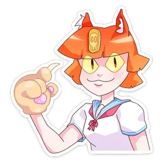 😼 Anime, Gato, Chica, Uniforme escolar, Dibujos animados telegram sticker
