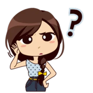 ❓ Cartoon, Mädchen, Frage, Denken, Verwirrt, Neugierig telegram sticker