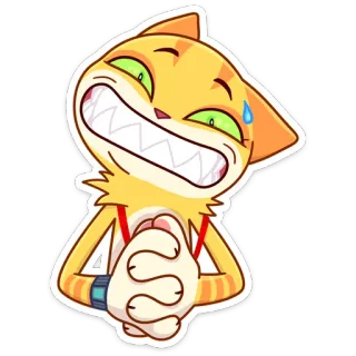 😬 gato, dibujos animados, sonriendo, divertido, feliz, personaje whatsapp sticker