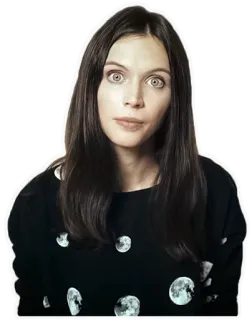 😐 femme, personne, cheveux longs, brune, lune, portrait telegram sticker