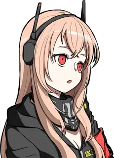 🐶 Anime, Ragazza, Cuffie, Militare, Cartone animato, Personaggio telegram sticker
