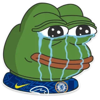 😭 CHELSEA 페페, 개구리, 첼시, 축구, 슬픈, 밈 telegram sticker