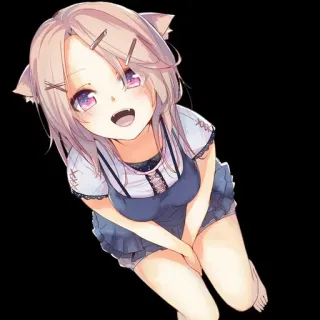 😃 Anime, Mädchen, Katzenohren, Kawaii, Süß, Manga, Illustration whatsapp sticker