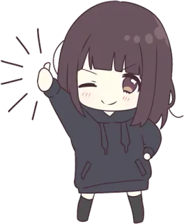 👍 Anime meisje, Cartoon, Chibi, Personage, Schattig, Illustratie telegram sticker