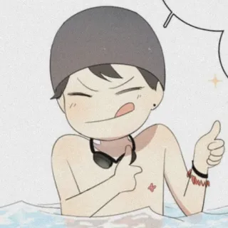 🧸 natation, animé, eau, dessin animé, mignon, bonnet de bain, lunettes de natation telegram sticker
