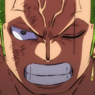 🧩 Zoro One Piece Anime, Spadaccino, Pirata, Capelli verdi, Sfregiato, Orbo telegram sticker