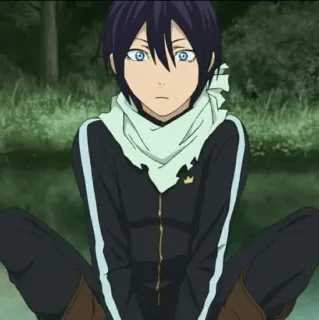 💎 Yato Noragami Anime, Gott, Schal, blaue Augen, männlich telegram sticker