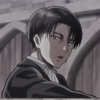 🦅 Levi Ackerman Attack on Titan Аниме, Манга, Леви, Атака титанов, Персонаж, Черные волосы, Костюм whatsapp sticker