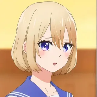 😰 Anime, Dziewczyna, Blondynka, Niebieskie oczy, Mundur szkolny, Słodkie telegram sticker