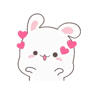 😘 Hase, niedlich, Herzen, Cartoon, Tier, Kawaii telegram sticker