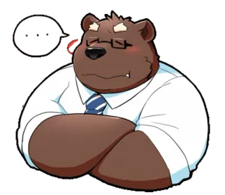 😳 ... bear, cartoon, office, anthropomorphic, tie, glasses whatsapp sticker
