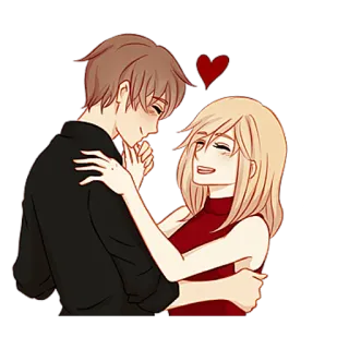 😉 couple, love, romance, cartoon, anime telegram sticker