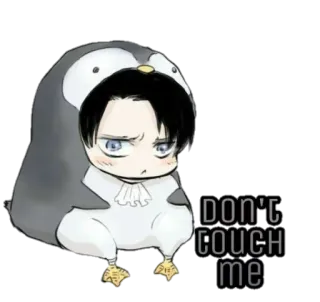 😳 Levi Ackerman Attack on Titan DON'T TOUCH ME Anime, Pinguim, Levi, Attack on Titan, AoT, Chibi telegram sticker