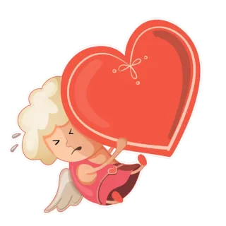 😍 天使, ハート, 愛, 可愛い, 漫画, ステッカー telegram sticker