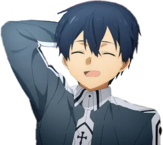 😅 Kirito Sword Art Online anime, kirito, sword art online, character, smiling, entertainment telegram sticker