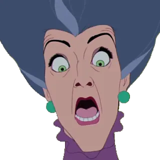 😱 Lady Tremaine Cinderella kartun, Disney, Cinderella, penjahat, ibu tiri jahat, Lady Tremaine, terkejut, ekspresi whatsapp sticker