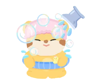 🦁 Dessin animé, Mignon, Animal, Bain, Bulles, Douche, Kawaii telegram sticker