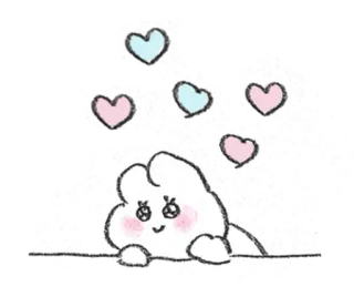 💭 imut, kawaii, hati, kartun, awan, cinta, lembut telegram sticker