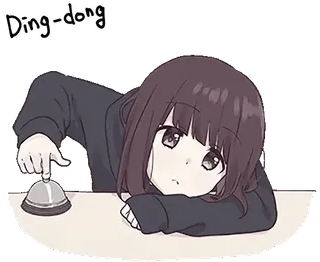 🔔 Ding-dong Anime, Mädchen, Glocke, Klingeln, Süß whatsapp sticker