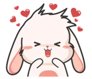 ⚪️ coniglio, cuori, carino, amore, cartone animato, felice, adorabile telegram sticker