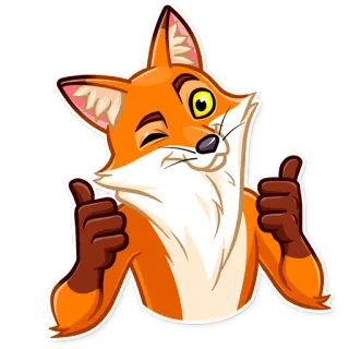 👍 fox, animal, cute, cartoon, thumbs up telegram sticker