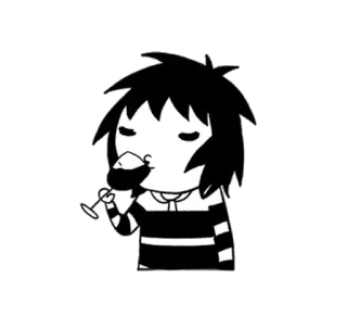 🔮 Desenho animado, Bebendo, Vinho, Personagem, Preto e branco telegram sticker