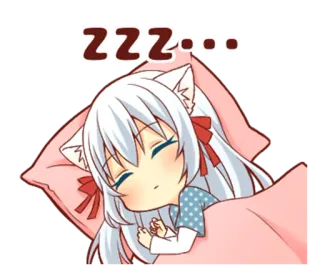 😴 ZZZ... Anime, Katzenmädchen, schlafend, müde, zzz, kawaii telegram sticker
