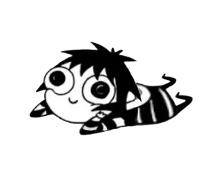 😊 Dessin animé, Personnage, Allongé, Noir et blanc telegram sticker