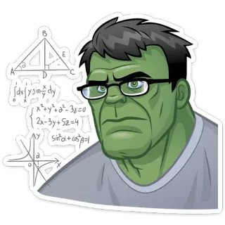 🤓 Hulk A
0
B
D
AE
defysin dy
C
x²+y²+2²-38=0
2x-3y+52=4
Sita+s Hulk, matemática, equações, nerd, ciência, matemática telegram sticker