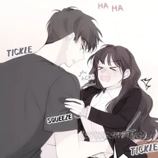 🍢 TICKLE, SQUEEZE, ACK!, HA HA łaskotki, ściskać, śmiech, anime, kreskówka, zabawa telegram sticker
